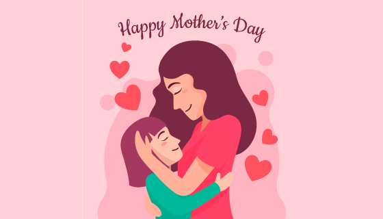 扁平风格母亲节快乐矢量素材(EPS/AI/PNG)