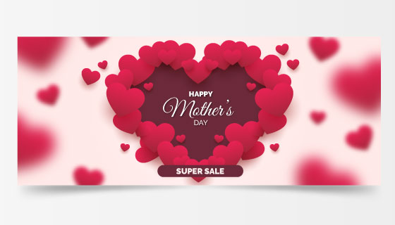母亲节快乐banner矢量素材(EPS/AI)