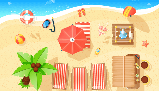 夏季海滩景观矢量素材(EPS)