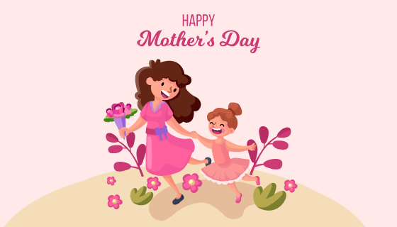 扁平风格母亲节背景矢量素材(EPS/AI)