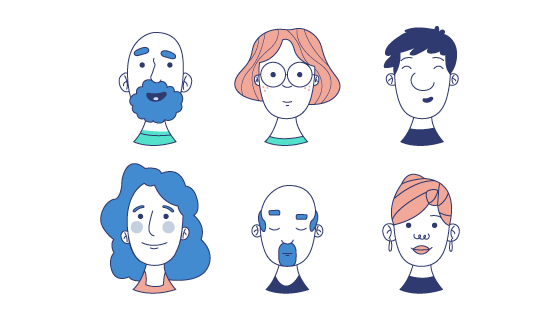 手绘人物头像矢量素材(EPS/AI/PNG)