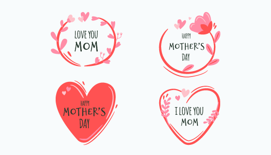 可爱的母亲节标签矢量素材(EPS/AI/PNG)