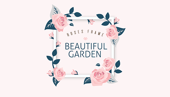 美丽的玫瑰装饰背景框矢量素材(EPS/AI)