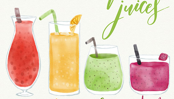 4款水彩画果汁矢量素材(EPS/AI)