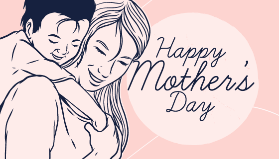 手绘风格母亲节背景矢量素材(EPS/AI)