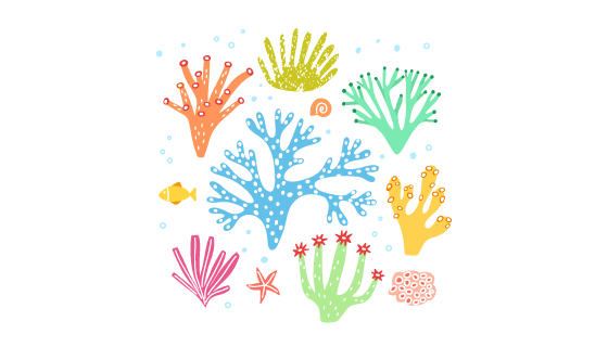 手绘彩色珊瑚矢量素材(EPS/AI/PNG)