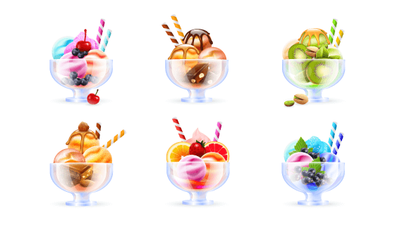 美味的水果巧克力冰淇淋矢量素材(EPS)