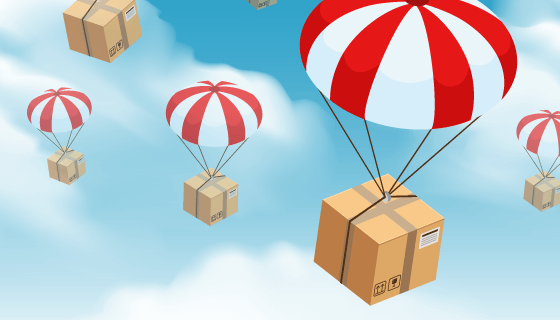 降落伞投递包裹矢量素材(EPS)