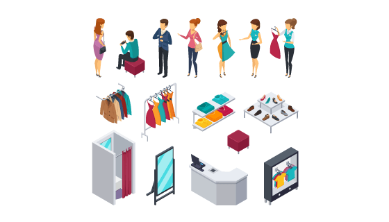 服装店和顾客设计矢量素材(EPS/PNG)