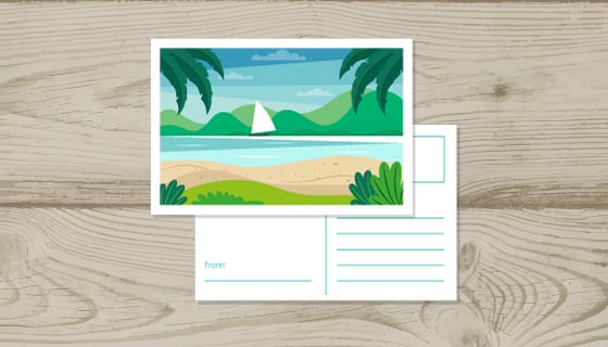 夏天图案明信片矢量素材(EPS/AI)