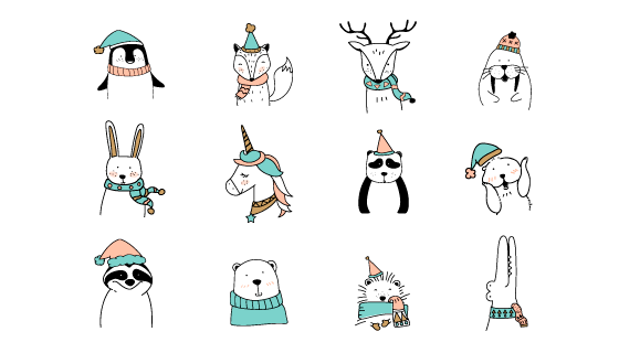 手绘各式各样的动物矢量素材(EPS/PNG)