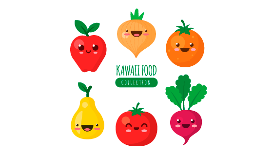 可爱的蔬菜水果矢量素材(EPS/AI/PNG)