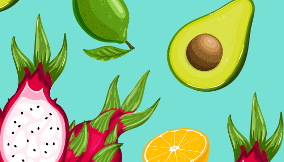 手绘热带水果矢量素材(EPS/AI)