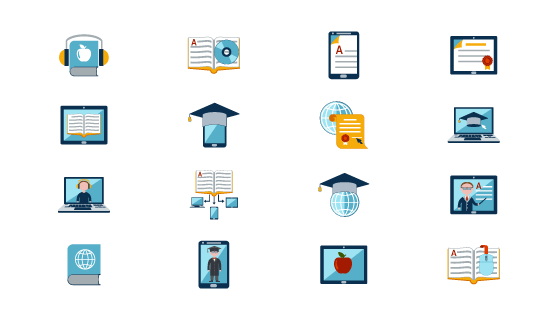 创意在线学习图标矢量素材(EPS/PNG)