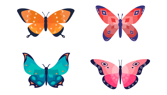 扁平风格的漂亮蝴蝶矢量素材(AI/EPS/PNG)