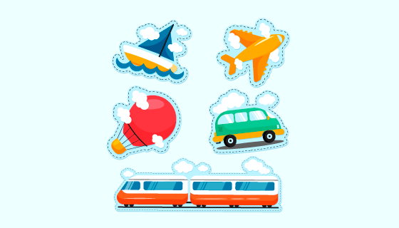 创意旅游贴纸矢量素材(AI/EPS/PNG)