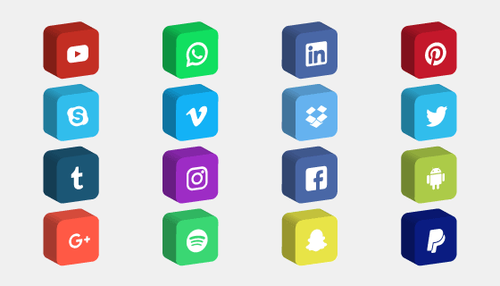 3D风格社会化媒体图标矢量素材(AI/EPS/PNG)