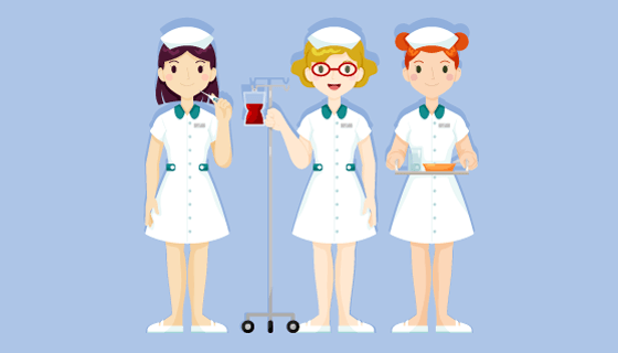 手绘护士团队矢量素材(AI/EPS/PNG)