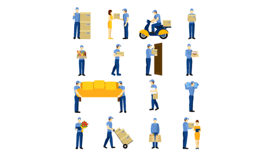 勤劳的送货员矢量素材(EPS/PNG)