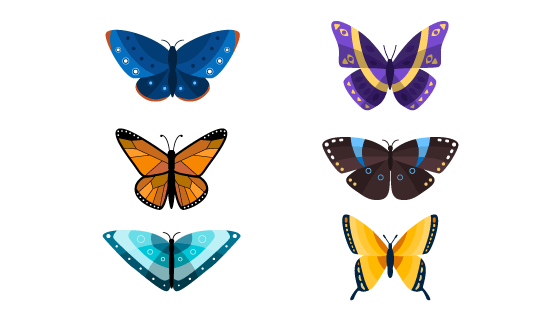 扁平风格的漂亮蝴蝶矢量素材(AI/EPS/PNG)