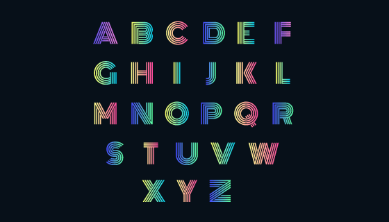 创意彩色渐变字母矢量素材(AI/EPS/PNG)