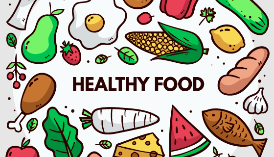 手绘健康食物矢量素材(AI/EPS/PNG)