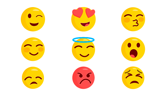 扁平风格可爱表情矢量素材(AI/EPS/PNG)