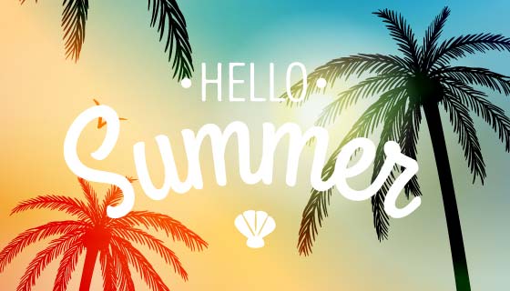 夏天椰子树天空设计矢量素材(AI/EPS)