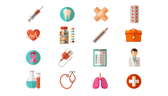 扁平风格医疗类图标矢量素材(EPS/PNG)