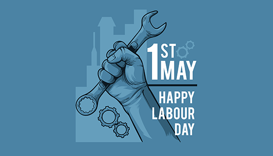 手绘手持扳手劳动节矢量素材(EPS/AI)