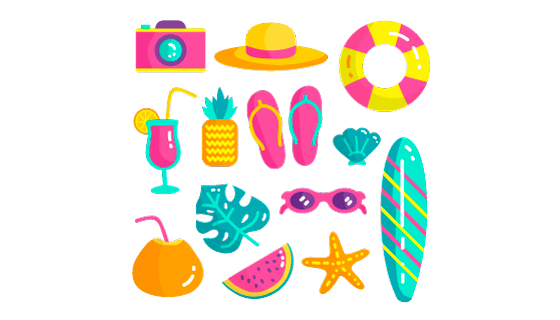 扁平风格夏天元素矢量素材(AI/EPS/PNG)