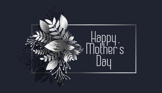 黑白花卉设计母亲节快乐矢量素材(EPS)