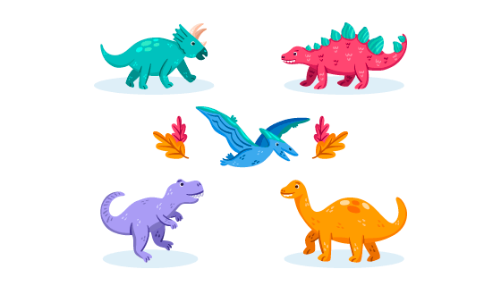 手绘卡通恐龙矢量素材(AI/EPS/PNG)