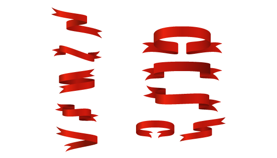 漂亮的红色丝带矢量素材(EPS/PNG)