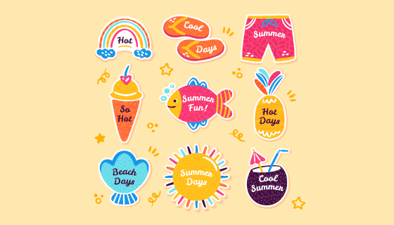 可爱的夏天元素矢量素材(AI/EPS/PNG)