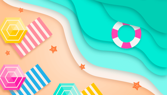 夏天海滩俯视视角矢量素材(AI/EPS)