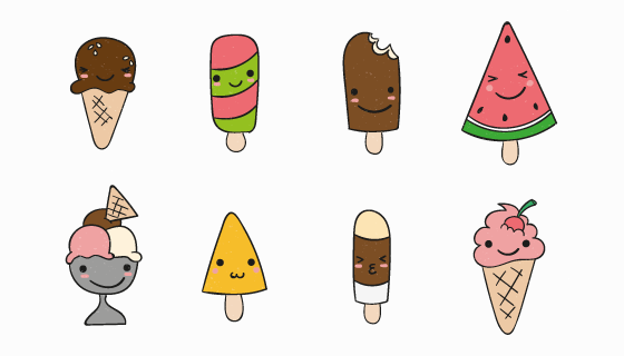 卡哇伊冰淇淋矢量素材(AI/EPS/PNG)