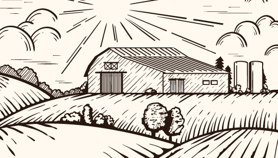 手绘风格农场景观矢量素材(AI/EPS)