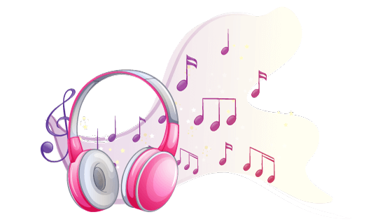 粉色耳机和跳动的音符矢量素材(EPS)