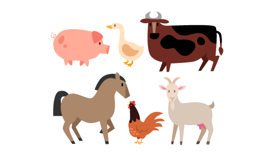 可爱的农场动物矢量素材(AI/EPS/PNG)
