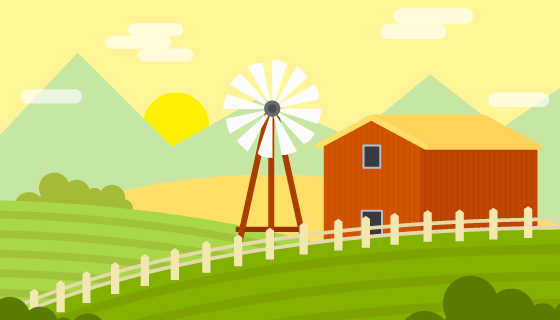 扁平农场景观矢量素材(AI/EPS)