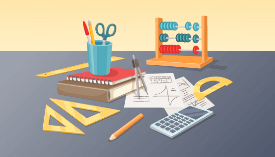 卡通风格数学学习工具矢量素材(AI/EPS)