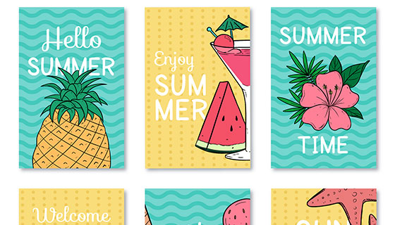 6款夏季贺卡矢量素材(EPS/AI)