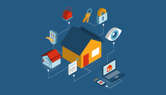 智能家居安全系统设计矢量素材(EPS/PNG)