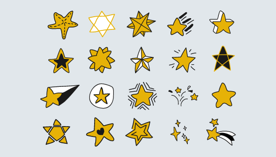 涂鸦风格星星集合矢量素材(EPS/PNG)