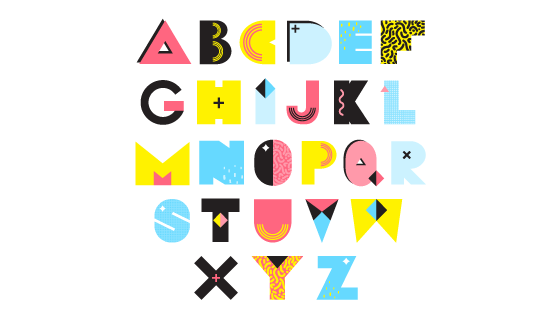 创意孟菲斯风格字母矢量素材(EPS/PNG)