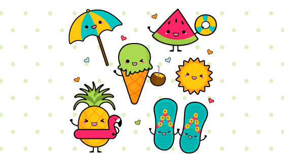 卡哇伊风格夏天元素矢量素材(AI/EPS/PNG)