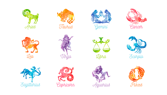 水彩风格十二星座矢量素材(AI/EPS/PNG)