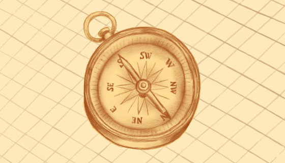 手绘指南针矢量素材(EPS/AI)