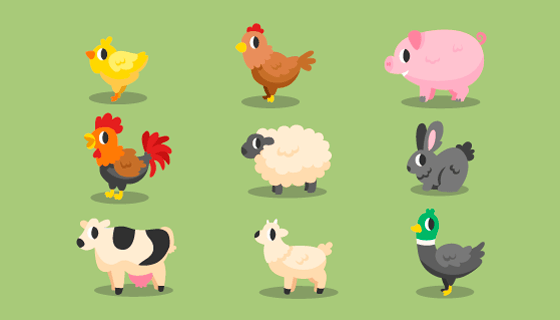 可爱的农场动物矢量素材(AI/EPS/PNG)